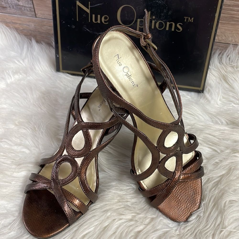 Nue Options Ladies Brooke High Heels, Size 7M, Bronze NWOT